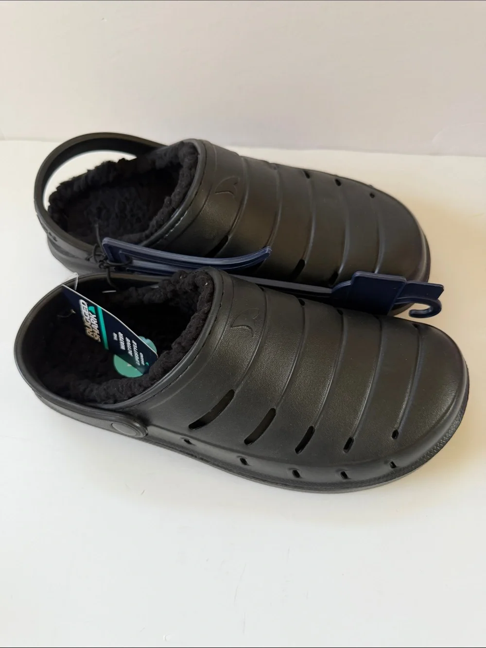 New Men’s Rugged Shark Clog Sherpa Lined Sandals
